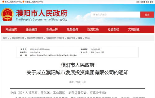 注冊資本金20億元，濮陽城市發(fā)展投資集團正式成立